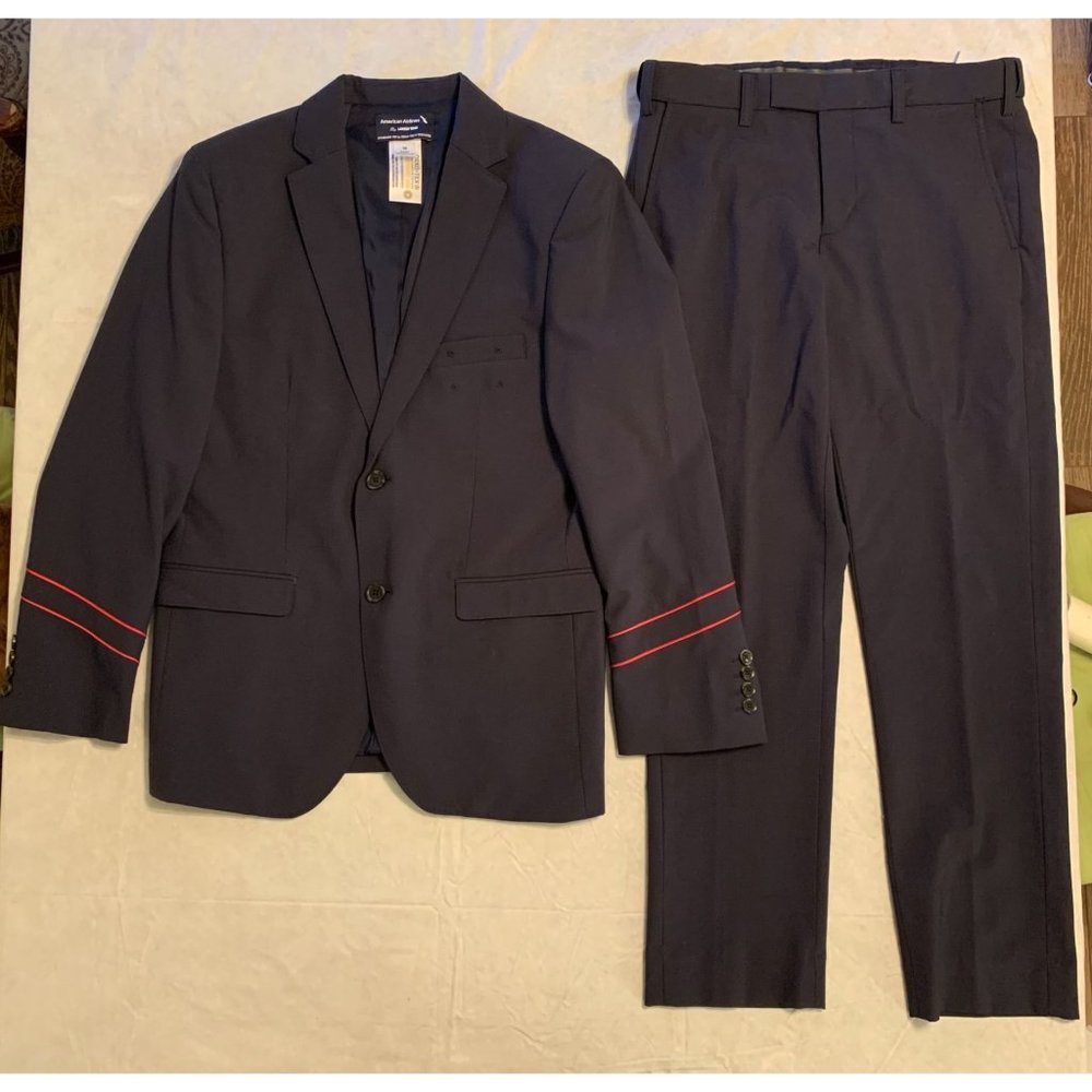 American Airlines Lands End Suit Jacket & Pants Uniform Sz 38 Short Tailored